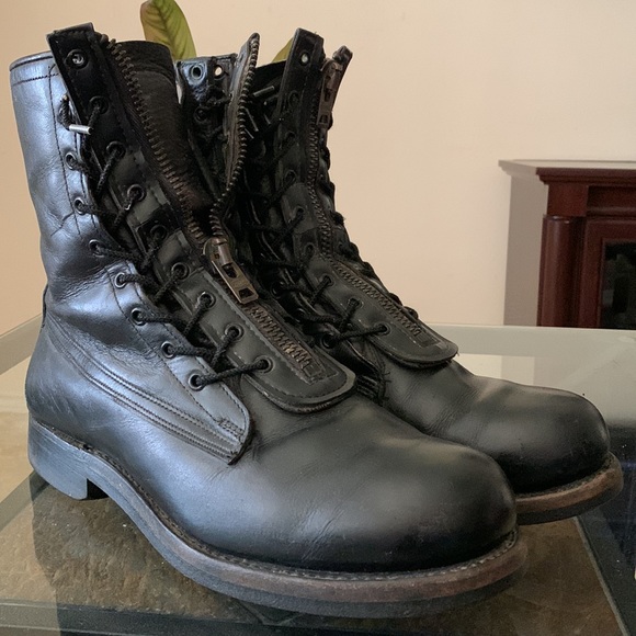 ARMORED US MILITARY BLACK LEATHER BOOTS MEN'S SIZE US 9D VINTAGE 4/70 VIETNAM - Picture 15 of 15